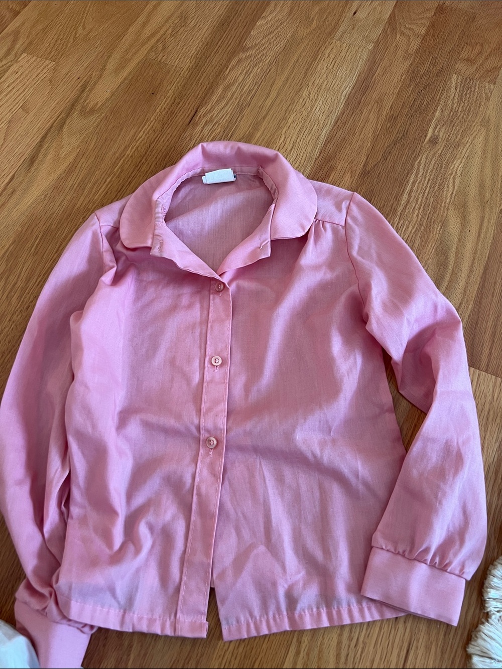 Vintage Sears Girls' Pink Button-Front Shirt Top size 8